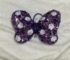 ミニー リボン スパンコール 紫　ディズニー