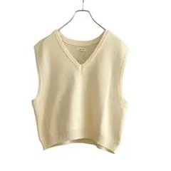 Jewelobe ジュエローブ　Vネックニットベスト　アイボリー　F