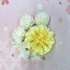 髪飾り　イエローダリア 5点セット