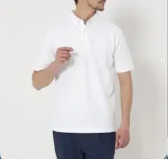 【WARDROBE SMART】ステイクリーンピケ BDポロシャツ　ホワイト　Mのサムネイル