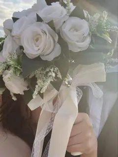 ウェディングブーケ 白薔薇 造花 前撮り・フォトウェディング