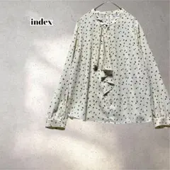 インデックス　ジョーゼットラッフルフリルボウタイブラウス　総柄　5323