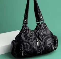 新品✨️レザーショルダー ハンドバッグ フェアリーグランジ Y2K ブラック 黒