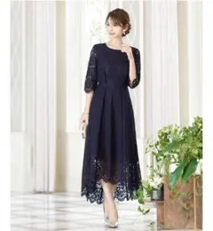 GIRL (Women)/ガール 総レース七分袖イレヘムロングワンピース