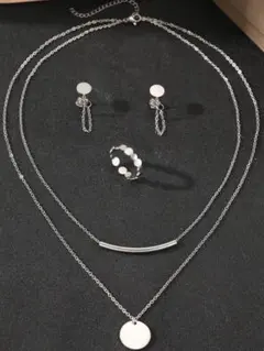 3セット ネックレスピアスリング 金アレ対応 シルバー サージカルステンレス