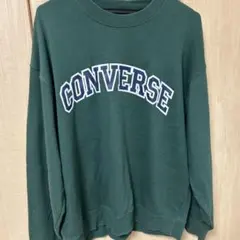 CONVERSE グリーン ロゴ入り スウェット M