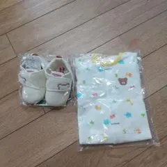 ミキハウス 動物柄ロンパースと靴セット
