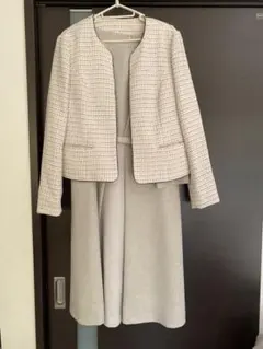 【美品】グレー ジュ　ジャケット ワンピース セット　13号