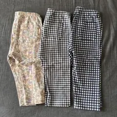 ユニクロ 7分丈レギンス 110cm 3枚セット チェック柄・ポール&ジョー花柄