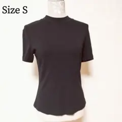 【美品】 DKNY CLASSIC リブモックネック 半袖 トップス 黒 Sのサムネイル