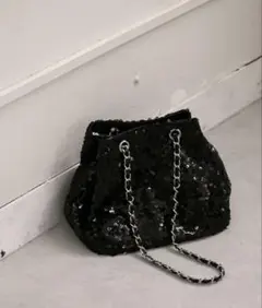 専用❗️♡CHANEL ✨シャネル　ノベルティ　スパンコール　ショルダーバッグ　黒 CHANEL シャネル チェーンショルダーバッグ スパンコール ブラック