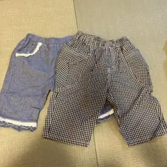 デニム風・チェック柄ハーフパンツセット　120サイズ
