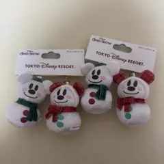 【新品未使用】スノースノー　マスコットチャーム　ミッキー・ミニー　セット