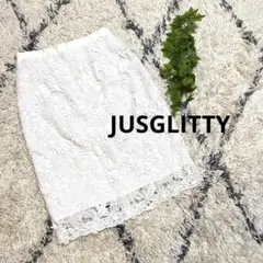 最終値下★ジャスグリッティー　フラワーレースタイトスカート　ホワイト レース