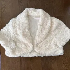 アイボリー 花柄ボアボレロ