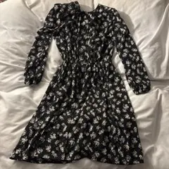 花柄長袖ワンピース GLOBAL WORK 黒 キッズ