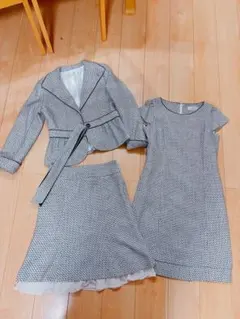 スーツ ワンピース フォーマル 3点セット L