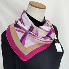 3-26.未使用 Private Label 編み込みアート柄　シルクスカーフ