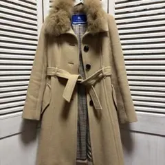 BURBERRY BLUE LABELファー付きベージュロングコート
