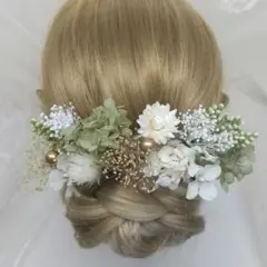 髪飾り ヘッドドレス 成人式 結婚式 ドレス 前撮り リボン ドライフラワー