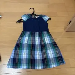 ファミリア テリア シャンブレー青系チェック ジャンパースカート
