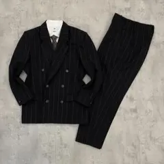 90s vintage ダブルスーツ セットアップ ネイビー ワイドパンツ 式典