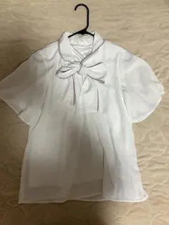 GLACIER ホワイトシフォン半袖ブラウス