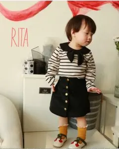 海外製品♡セーラーリボンボーダートップス  80size