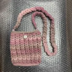 編み物　ショルダーバック　ハンドメイド　かぎ針編み　スマホショルダー　未使用