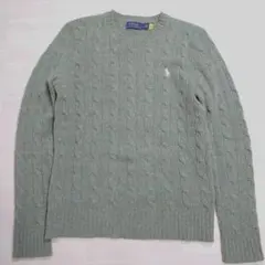 近年 ポロ ラルフローレン グリーン ケーブルニット セーター カシミヤ ウール