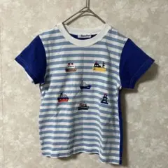 familiar ファミリア 半袖Tシャツ ボーダー 船モチーフ ブルー