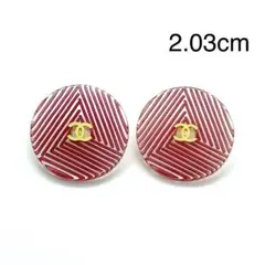 CHANEL ボタン クリア×レッド×ゴールド 2.03cm 2個