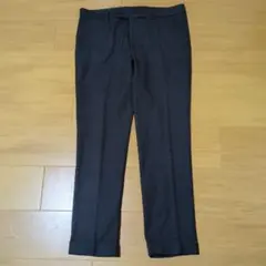 L 洋服の青山 メンズ スラックス 濃紺 ズボン ダブル仕上げ ポリエステル 麻のサムネイル