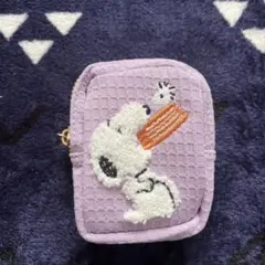 翌日発送　スヌーピーポーチ ラベンダー サガラ刺繍 カラナビ付き