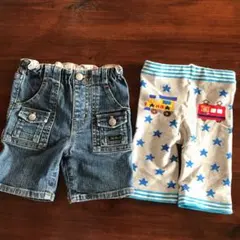 ミキハウスデニムパンツ80cm、ニットパンツ90cm