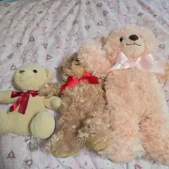 ぬいぐるみ　くま　茶色　ピンク　３体セット
