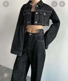 PAGEBOY ダークデニム クロップドジャケット