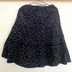 美品 COMME CA ISM 花柄コーデュロイティアードスカート 130cm
