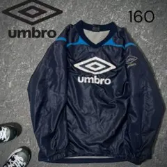 アンブロ 中綿入りピステ 160 厚手 ウィンドブレーカー サッカー 防寒 青