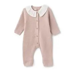 ベビー服　女の子　ニットカバーオール　帽子　秋冬　レース