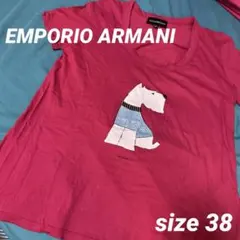 EMPORIO ARMANI ピンクTシャツ ラインストーンテリアデザインのサムネイル