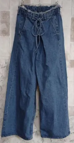 ワイドデニム　レースアップ　ワイドパンツ　編み上げ クラシカルエルフ