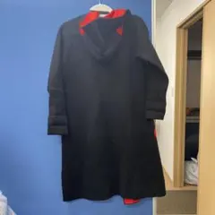 花柄デザイン リバーシブルコート 黒・赤