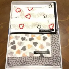 【未使用】イヴ・サンローラン　チェーンハート・ヒョウ柄ピンクグレー　ハンカチ2枚