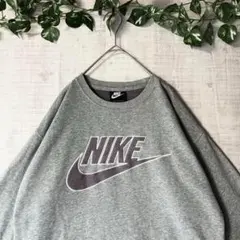 NIKE ナイキ センターロゴ スウェット トレーナー グレー 刺繍 サイズM