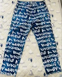 A BATHING APE 総柄 ワークパンツ ブルーのサムネイル
