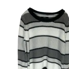 AZUL BY MOUSSY マウジー　ボーダーニット 長袖 ブラックホワイトS