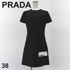 PRADA ブラック 半袖 ミニワンピース Aライン プラダ Mサイズ ウールのサムネイル
