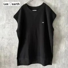 LEE earth 半袖ベスト黒　ワッフル布地　新品未使用品ゆったりのサムネイル