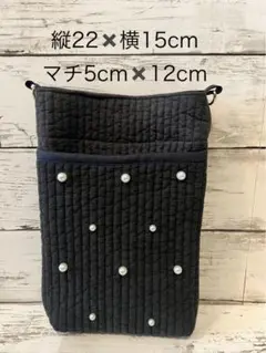 パール付きヌビポーチ　ショルダー　ハンドメイド　黒　新品未使用